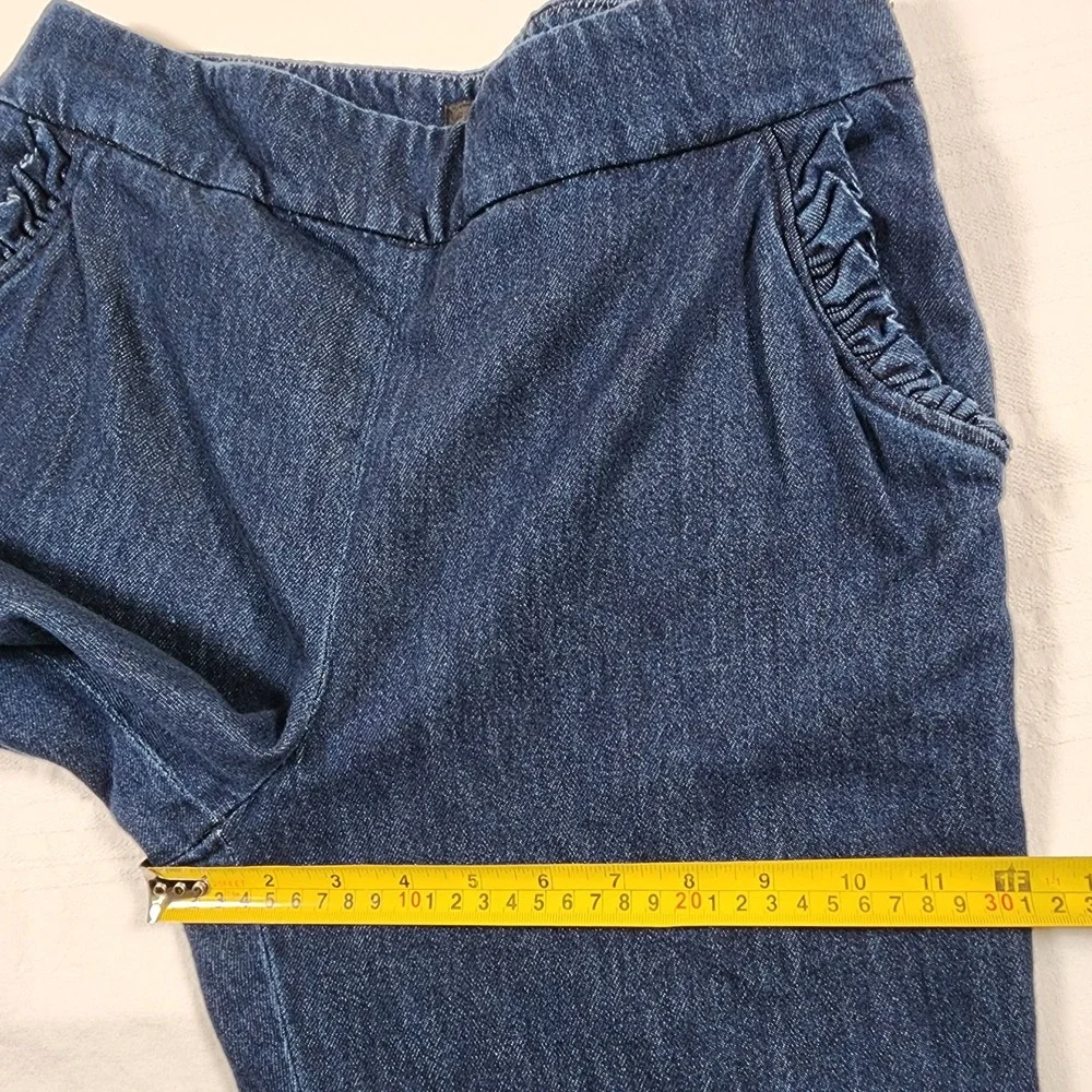 Zara Pants Womens Large Pull On Knit Denim Sweat Baggy Flare Bootcut Y2K